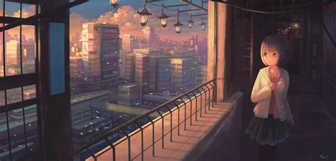 Wallpaper Artwork Digital Art Anime Girls City Painting Sunset 1739x839 Wyrwsyk