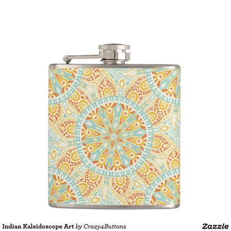 Indian Kaleidoscope Art Flask Hip Flask Drinking T