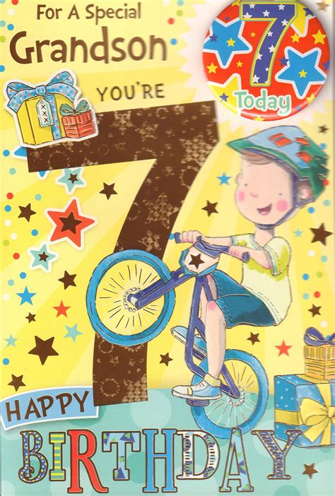 Buy Grandson 7th Birthday Card For A Special Grandson You Re 7 Today Badged Card Online At