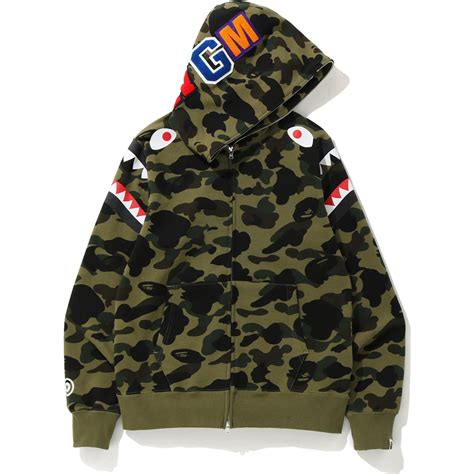 Compre mens tubarão imprimir hoodies homens mulheres melhor preto qualidade e costura branca casais suéter alta qualidade casual capuz tamanho s xl de bape01, $216,63. Pre-owned Bape 1st Camo Shark Shoulder Full Zip Hoodie ...