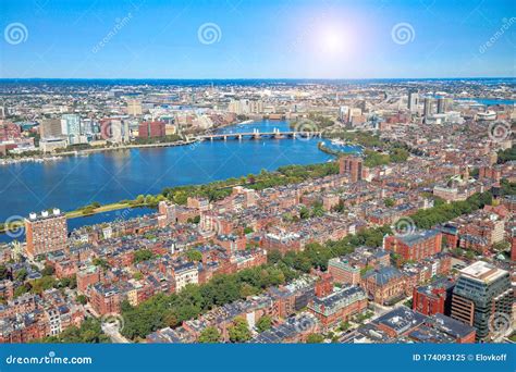 Boston Panoramic View From Prudential Tower Stock Image Image Of