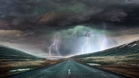 Download Cloud Lightning Storm Man Made Road 4k Ultra Hd Wallpaper By