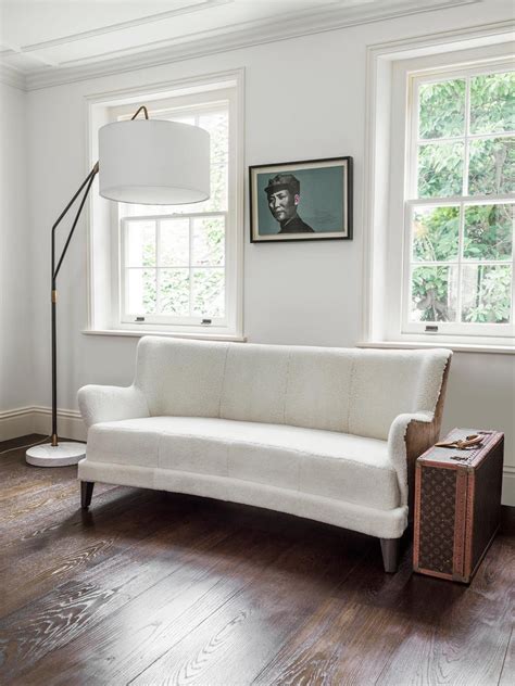 Contemporary Eclipse Curved Sofa in White Sheepskin and ...