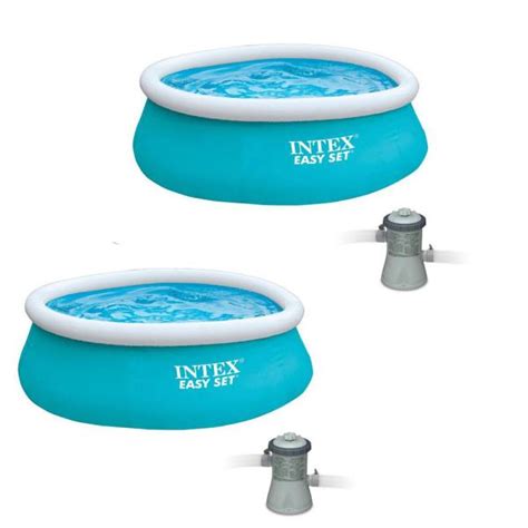 Intex 6 Ft X 20 In Round Easy Set Inflatable Swimming Pool 2 Pack And Filter Pump 2 Pack 2