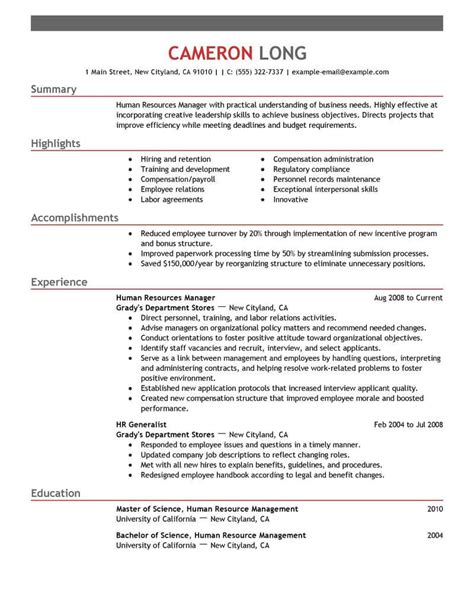 It is a written summary of your academic qualifications, skill sets and previous work experience which you submit while applying for a job. Best Human Resources Manager Resume Example | LiveCareer