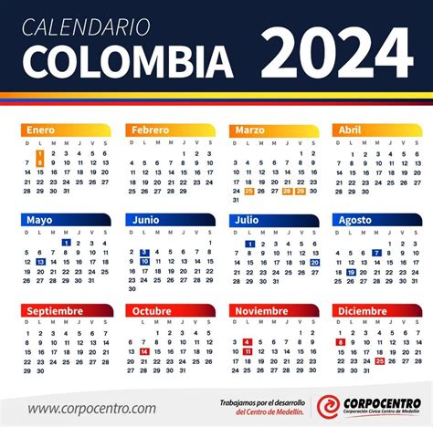 Calendario Colombia 2024 Dias Festivos Lexi Shayne