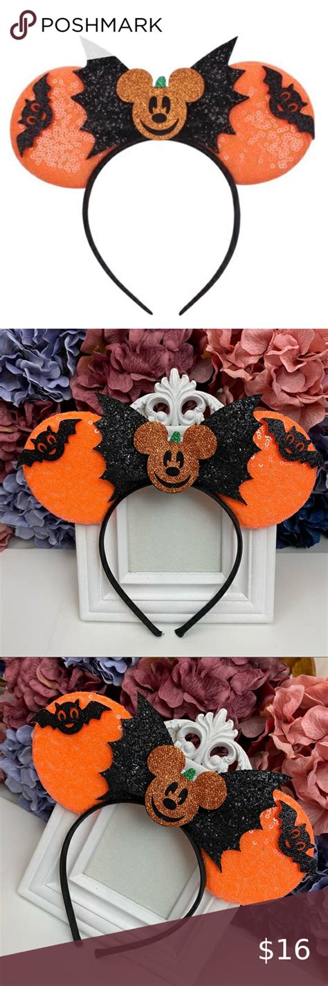 Mickey Mouse Halloween Pumpkin Bat Sequin Headband Mickey Mouse