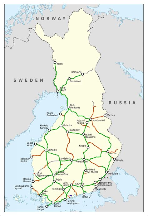 Mappa Dei Treni Della Finlandia Linee Ferroviarie E Treni Ad Alta