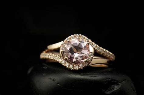 Olivia Morganite And Diamond Engagement Ring In Rose Gold Etsy