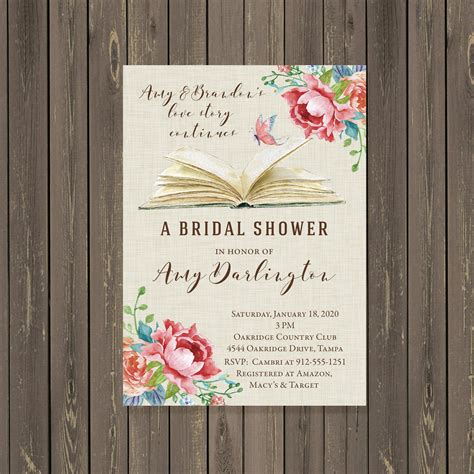 Book Themed Bridal Shower Invitation Love Story Bridal Shower Etsy In 2020 Bridal Shower