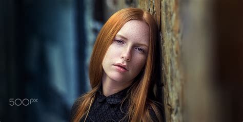 wallpaper yuri leo model women redhead freckles long hair looking at viewer alya teslya