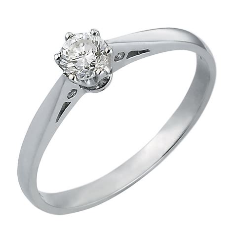 18ct White Gold 14 Carat Solitaire Ring Hsamuel