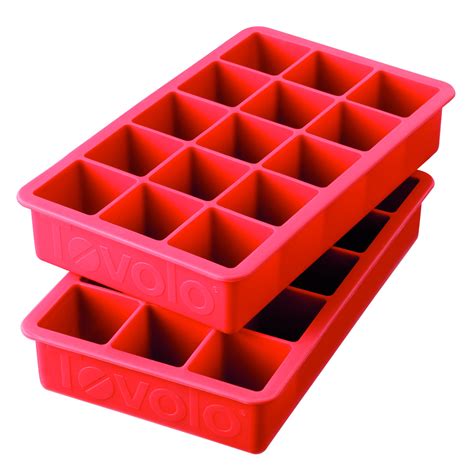 Tovolo Perfect Cube Silicone Ice Trays Set Of 2 Candy Red