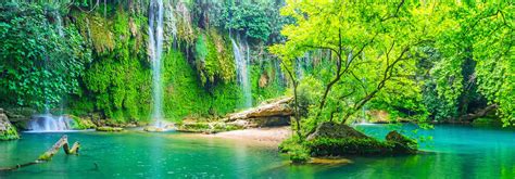 Panorama Of Kursunlu Waterfall Aksu Turkey Stock Photo Image Of