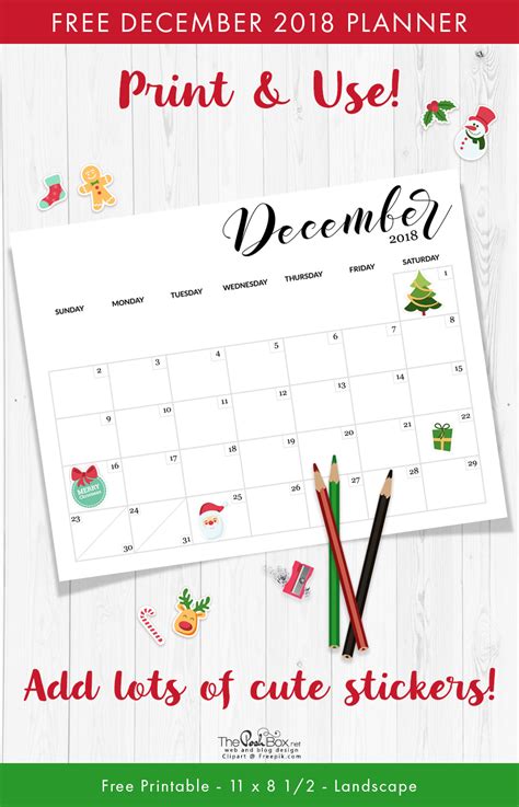 Free Printable December Calendar Planner The Posh Box Web Design Studio