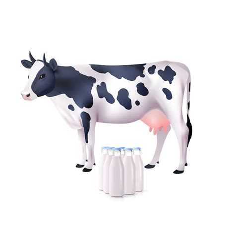 Free Vector Cow And Milk Bottles