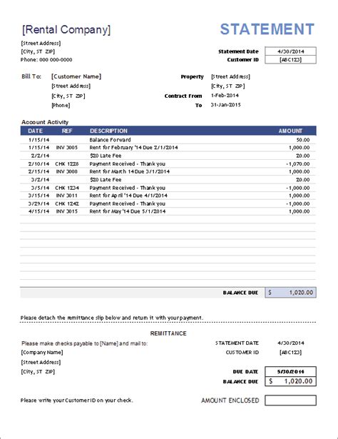 excel rent receipt template