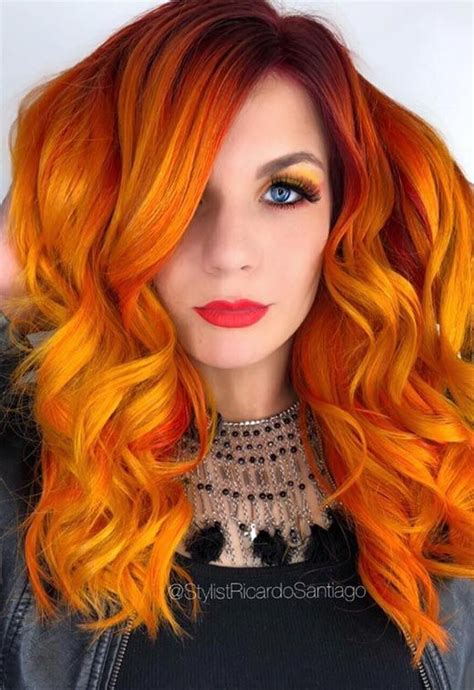 Fiery Orange Hair Color Shades Orange Hair Dyeing Tips Glowsly Hot Hair Colors Fall Hair