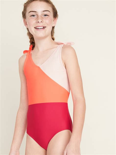 Color Blocked Tie Shoulder Swimsuit For Girls Old Navy Women Swimsuits Womens Swimsuits