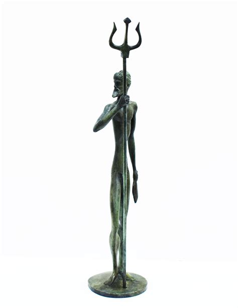 Poseidon Holding His Trident Bronze Statue God Of The Etsy