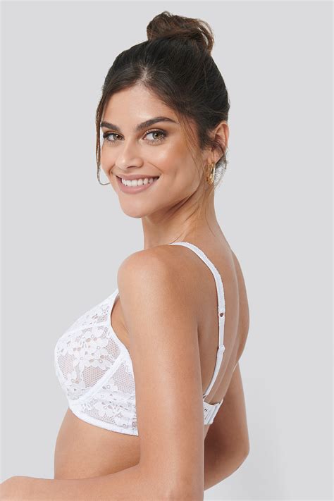 Flower Lace Cup Bra White Na