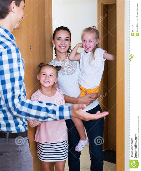 Hospitable Householder Meeting Expected Guests Stock Image - Image of guests, opened: 66133251
