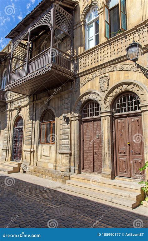 Balcony Of An Old House In Oriental Style Baku Editorial Photography