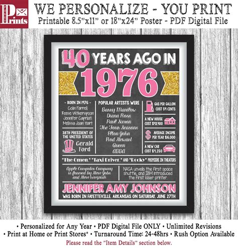 The Year You Were Born Printable Free