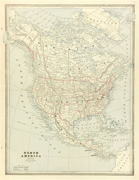 North America Map 1890 Original Art Antique Maps And Prints
