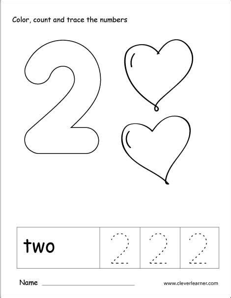Number 2 Tracing And Colouring Worksheet For Kindergarten Preschool