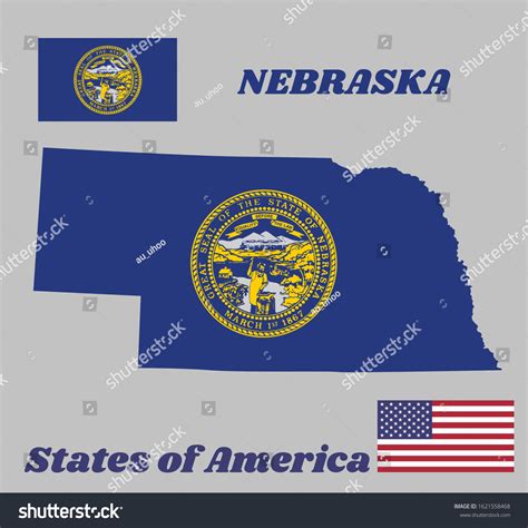 Map Outline Flag Nebraska State Name Stock Vector Royalty Free