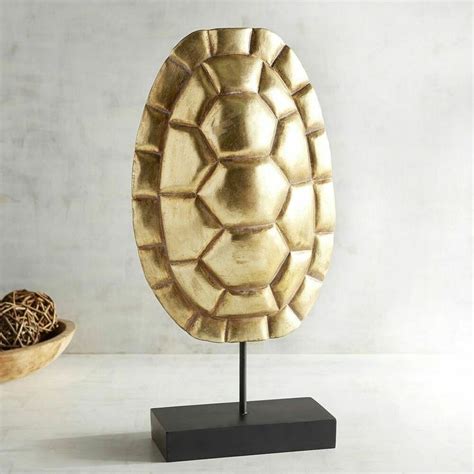 Pier 1 Imports Golden Turtle Shell With Stand New