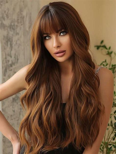 Great Quality Natural Long Wavy Curly Synthetic Wig With Bangs Etsy