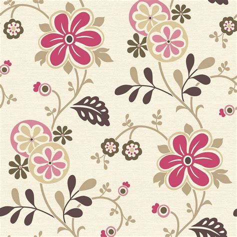 Beacon House Amelie Pink Modern Floral Trail Wallpaper