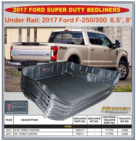 Rugged Liner Under Rail Bed Liners For 2017 Ford F250 F350