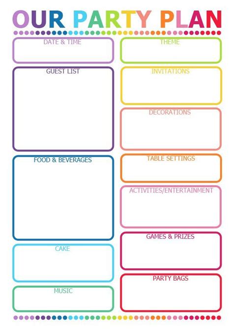 How To Plan A Party Printable Planner Party Planning Printable Kids