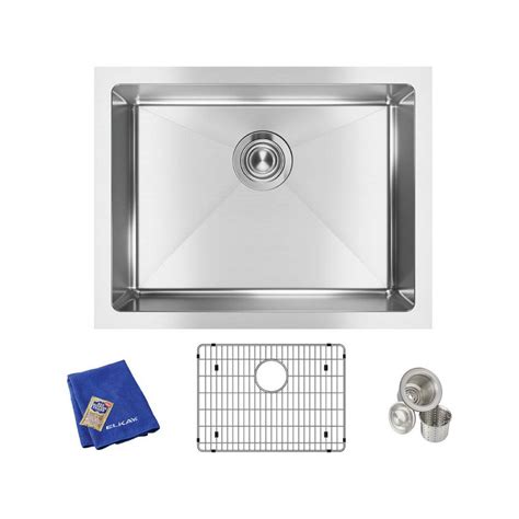 Elkay Crosstown Undermount Stainless Steel 24 In Single Bowl Kitchen Sink With Bottom Grid And