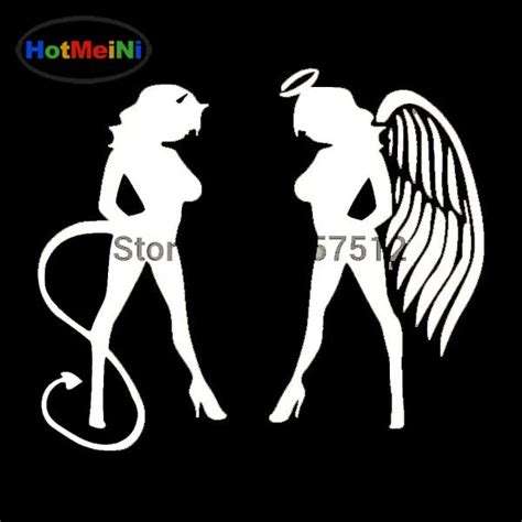 hotmeini wholesale 50pcs lot devil angel girls sexy silhouette graphic vinyl decal for car rear
