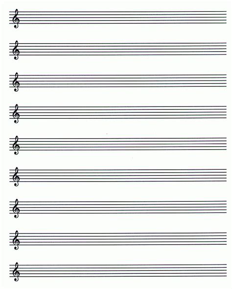 Music Staff Paper Template Blank Treble Clef Staff Paper Free Sheet