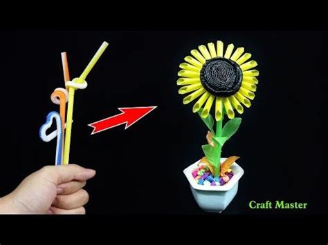 Drinking Straw Crafts - Sunflower making with straws - YouTube | Drinking straw crafts, Straw ...