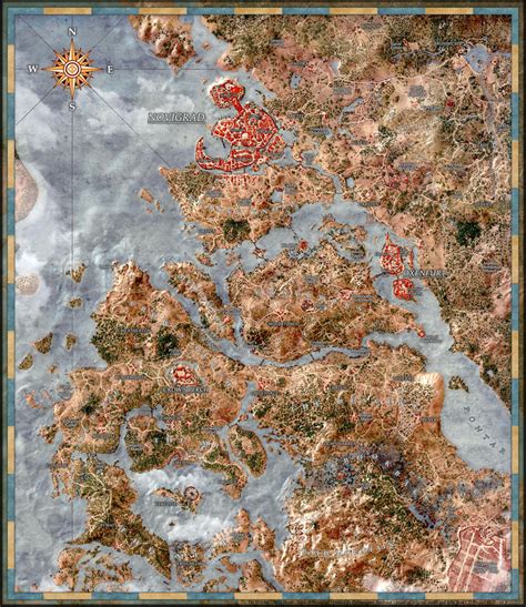 Witcher Wild Hunt Map Velen Novigrad Postersize By