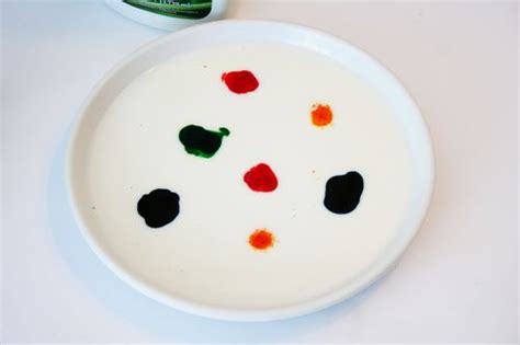 It is a science experiment on surface tension in liquids, where drops of food coloring are placed into a shallow plateful of milk. Kitchen Table Science: Food Coloring Surface Tension ...