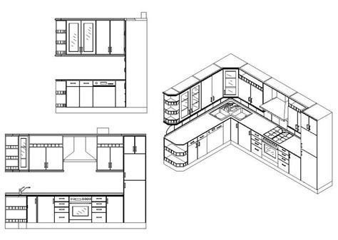 Kitchen Structure Detail D View Cad Constructive Block Layout File In