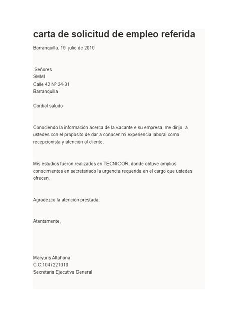 Check spelling or type a new query. Carta de Solicitud de Empleo Referida