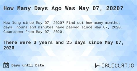 How Many Days Ago Was May 7 2020 Calculatio