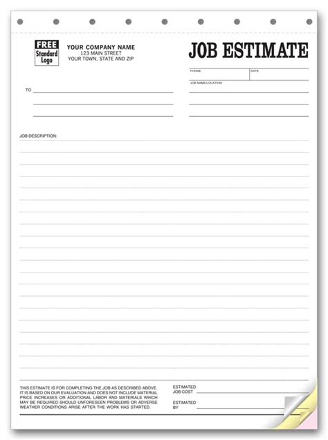 5 Best Images Of Free Printable Job Estimate Form Free Printable