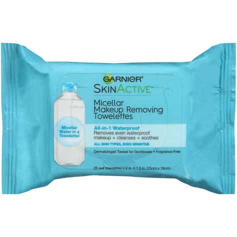 25 Ct Garnier Skinactive Micellar Waterproof Makeup Remover Wipes