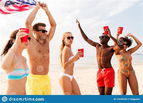 friends at american independence day beach party stock image image of girl beach 125435343