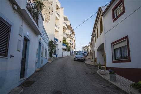 Narrow Streets And Painted White Houses In Burgau Editorial Image