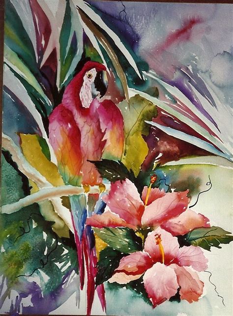 Parrot In The Tropical Forest Tropical Forest Tropical Painting